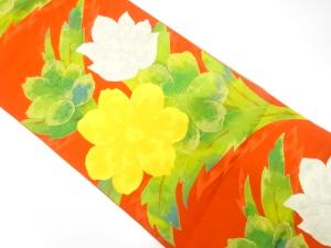 草花模様織り出し　名古屋帯